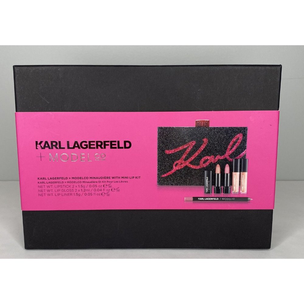 KARL LAGERFELD + MODELCO CO Kiss Me Karl Minaudière Clutch Mini Lip Kit  New
